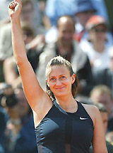Mary Pierce of France celebrates her victory