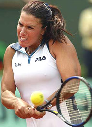 Jennifer Capriati of the USA returns a backhand