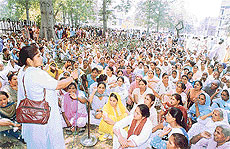 women during a sit-in outside the DCs office