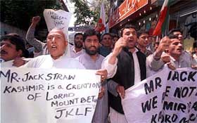 JKLF activists led by acting chairman Javid Ahmad Mir