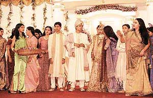 Dressed to kill: Laloos brood shows off designer dresses at the wedding