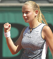 Jelena Dokic of Yugoslavia reacts as she wins her match 