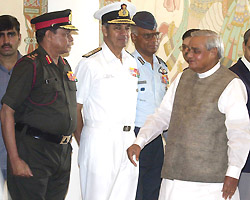 Prime Minister Atal Behari Vajpayee with three Service Chiefs 