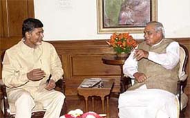 Prime Minister Atal Behari Vajpayee meets with Andhra Pradesh Chief Minister