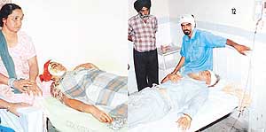 Three persons who were attacked by a gang