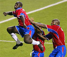 Costa Rica's Winston Parks leaps in the air