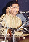 Arjun Jaipuri at the Sham-e-Ghazal programme at Pracheen Kala Kendra in Sector 35, Chandigarh, on Tuesday.