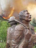 The monument to the 14 fallen firefighters