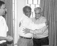 Mr Hari Jaisingh, Editor of The Tribune, is congratulated on his election