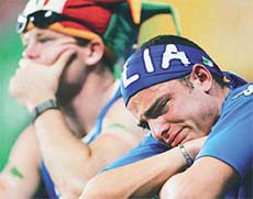 Italian fans react in the stands