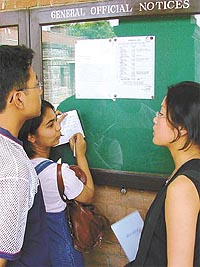 Students going through the first cut-off list