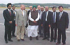 Haryana Chief Minister Om Prakash Chautala being received at Agens airport