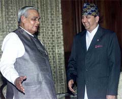 Prime Minister Atal Bihari Vajpayee with king of Nepal Gyanendra