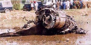 A destroyed engine of the MiG-23