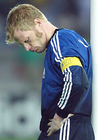 German goalkeeper Oliver Kahn looks down