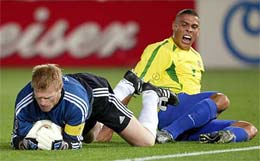 Brazils Ronaldo scores his first goal