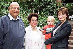 British Prime Ministers wife, Cherie Blair, and son Leo with Lord Swraj Paul and his wife Aruna