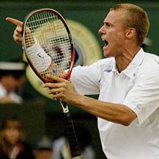 Australia's Lleyton Hewitt celebrates his victory over Britain's Tim Henman