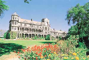 A view of the front lawns