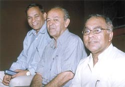 Mr Hem Chand, Mr Nawabuddin Zaheer and Mr N.K.Bhatia (from left ) who are contesting for the post of treasurer, president and secretary respectively