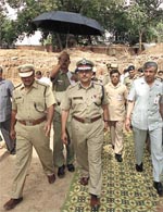 Delhi Police Commissioner R.S.Gupta after laying the foundation stone of the new building of Connaught Place Police Station 