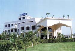 A view of the cancer hospital at Mirpur village near Rewari.
