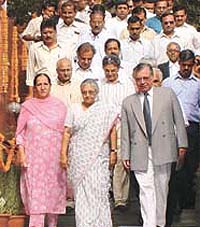 Justice B.N.Kirpal along with Delhi Chief Minister Sheila Dikshit at the inauguration of a pedestrian subway at Bhagwan Das Road in the Capital on Tuesday.