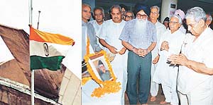 members of the Servants of the Peoples Society gather to mourn the death of Vice-President Krishan Kant in Chandigarh 