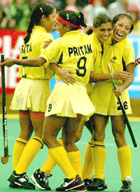 India's Pritam Siwach, Sita Gussain, Kanti Baa, and Sanggai Maimom