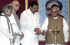 Prime Minister Atal Behari Vajpayee lights the lamp
