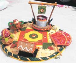 Visitors at an exhibition of rakhis