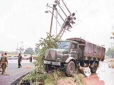 Power supply to parts of Panchkula was disrupted when an army vehicle hit an electric feeder near Sector 6 on Friday.