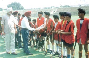 Director of PNB Hockey Academy Khushal Singh inaugurating the selection trials