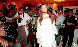 Aishwarya Rai poses for photographers in Mumbai on Friday.