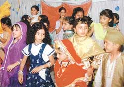 Students of Love Dale Club enjoy themselves on the occasion of the Teej