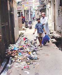 Residents of the Wait Ganj area in Ludhiana throw garbage on streets