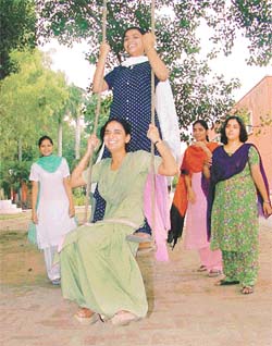 Students of the Government College for Women, Ludhiana, have a ‘swinging time’