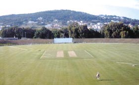 A panoramic view of the Tangiers Cricket Stadium in Morocco.