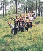 Children of St John’s High School during an adventure camp organised by the Durga Das Foundation in the Shimla Hills.
