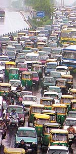 The heavy showers brought traffic to a standstill in busy arteries of the Capital on Tuesday.