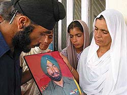 Widow of Subedar Surinder Singh, who was posthumously decorated with Ashok Chakra