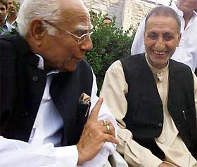 bdul Gani Bhat, Chairman of the All-Party Hurriyat Conference, with Ram Jaithmalani