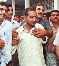 Satya Prakash, accused in the  Shivani murder case, being produced in a court
