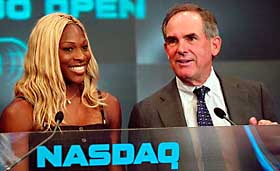 Serena Williams, the number one ranked women's tennis player, joins NASDAQ Chairman and CEO