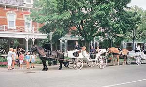 Horse-drawn buggies in Niagara-on-the-lake are reminiscent of a rich past
