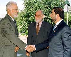 Afghan Foreign Minister Abdullah Abdullah is received by Pakistan's Minister of State
