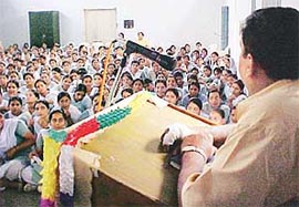 Students of Government Girls Senior Secondary School at a seminar on vocational courses 
