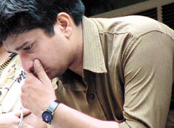 The eldest son of Atma Ram Gupta in mourning at his residence in the Capital on Tuesday.