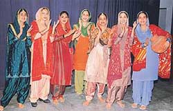 Participants perform in a giddha contest held at MCM DAV College