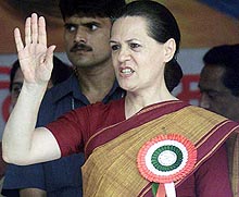 Congress President Sonia Gandhi during a national seminar